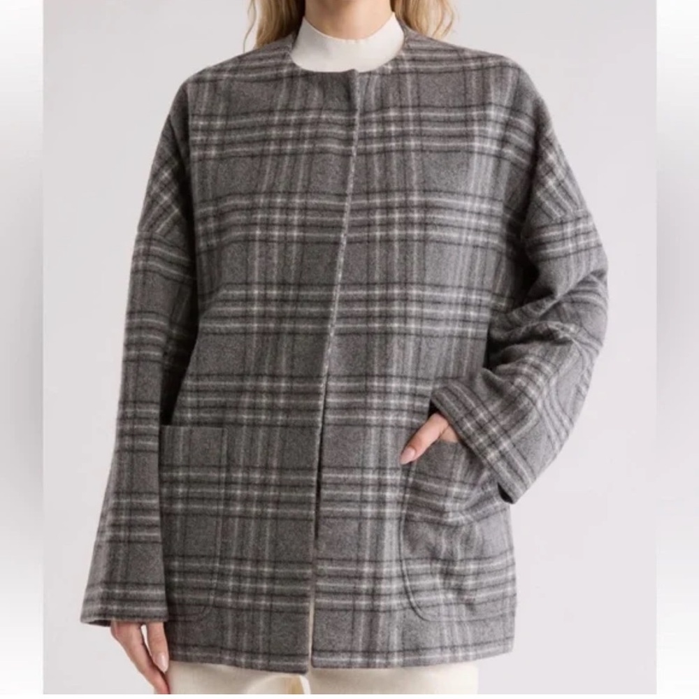 rag & bone Gray Plaid Wool Pea Coat